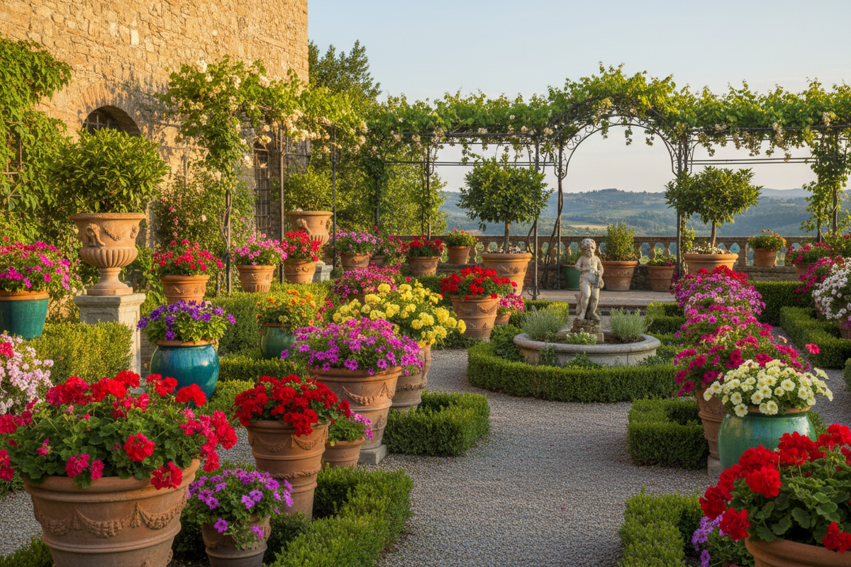 Giardinaggio - Giardino con vasi di fiori