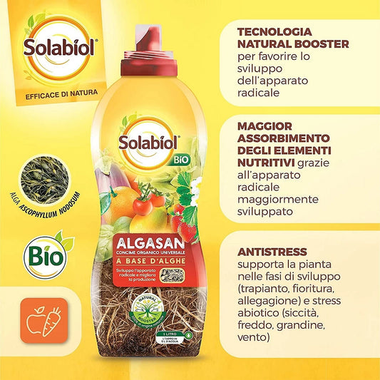Concime Liquido Biologico a base di Alga Bruna – Solabiol Algasan 1L