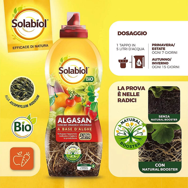 Concime Liquido Biologico a base di Alga Bruna – Solabiol Algasan 1L